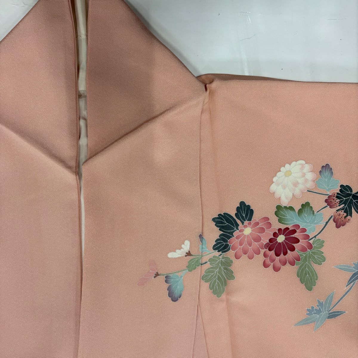 【美品】訪問服 身長157.5cm 袖長63cm S 雙層 落款あり 菊花 辨染 ぼかし 粉紅 純蠶絲 秀品級