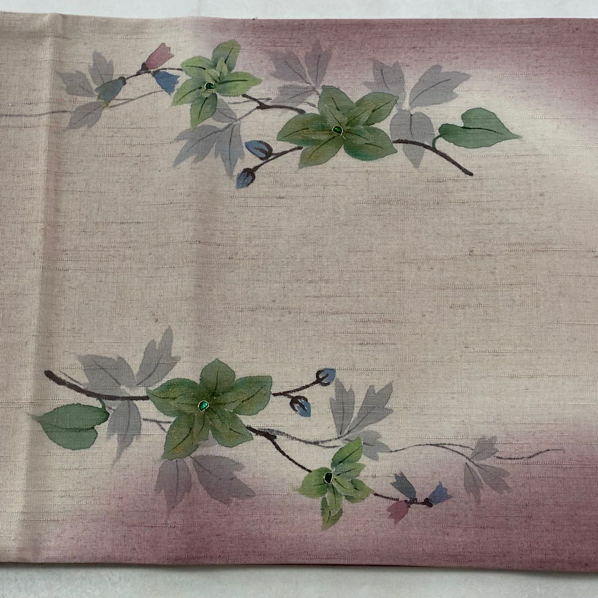 【美品】 袋帶 逸品級 枝花 金絲 金銀彩 淺紫 お太鼓圖案 純蠶絲