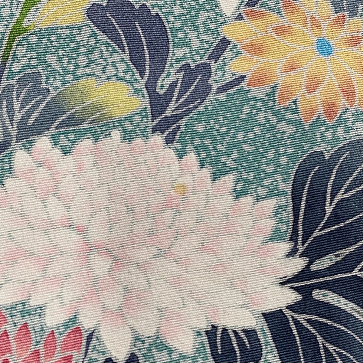 訪問服 身長153cm 袖長60cm S 雙層 落款あり 松樹梅花 菊花 漸層 薄青綠 純蠶絲 名品級