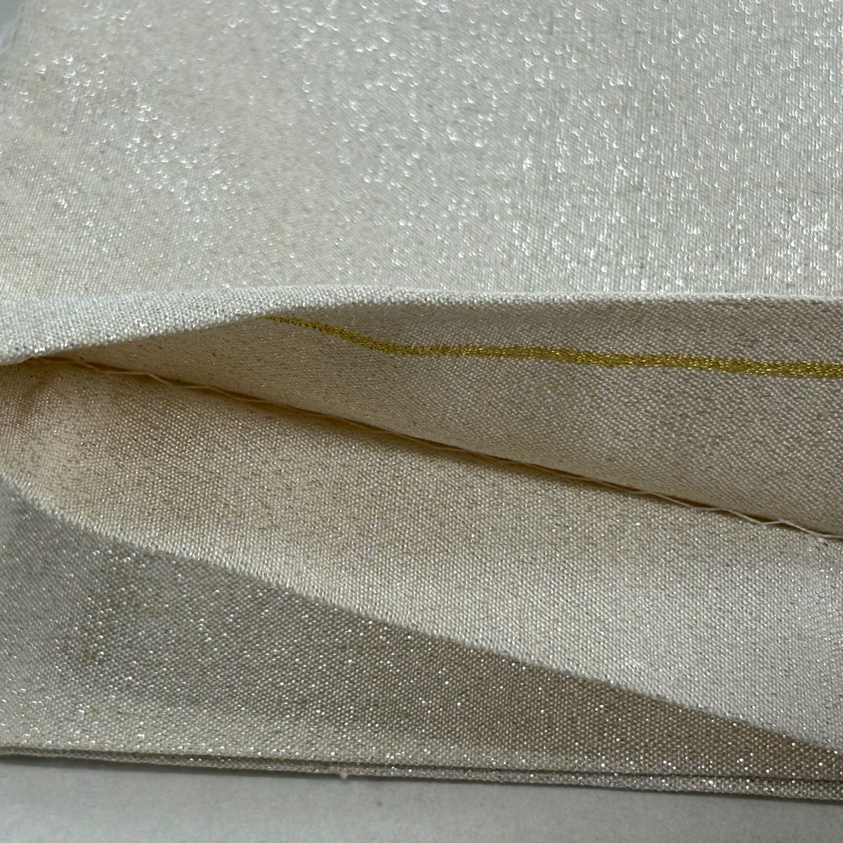 袋帶 逸品級 扇子面 松樹竹子梅花 金絲 金金箔 奶油色 大鼓圖案 純蠶絲