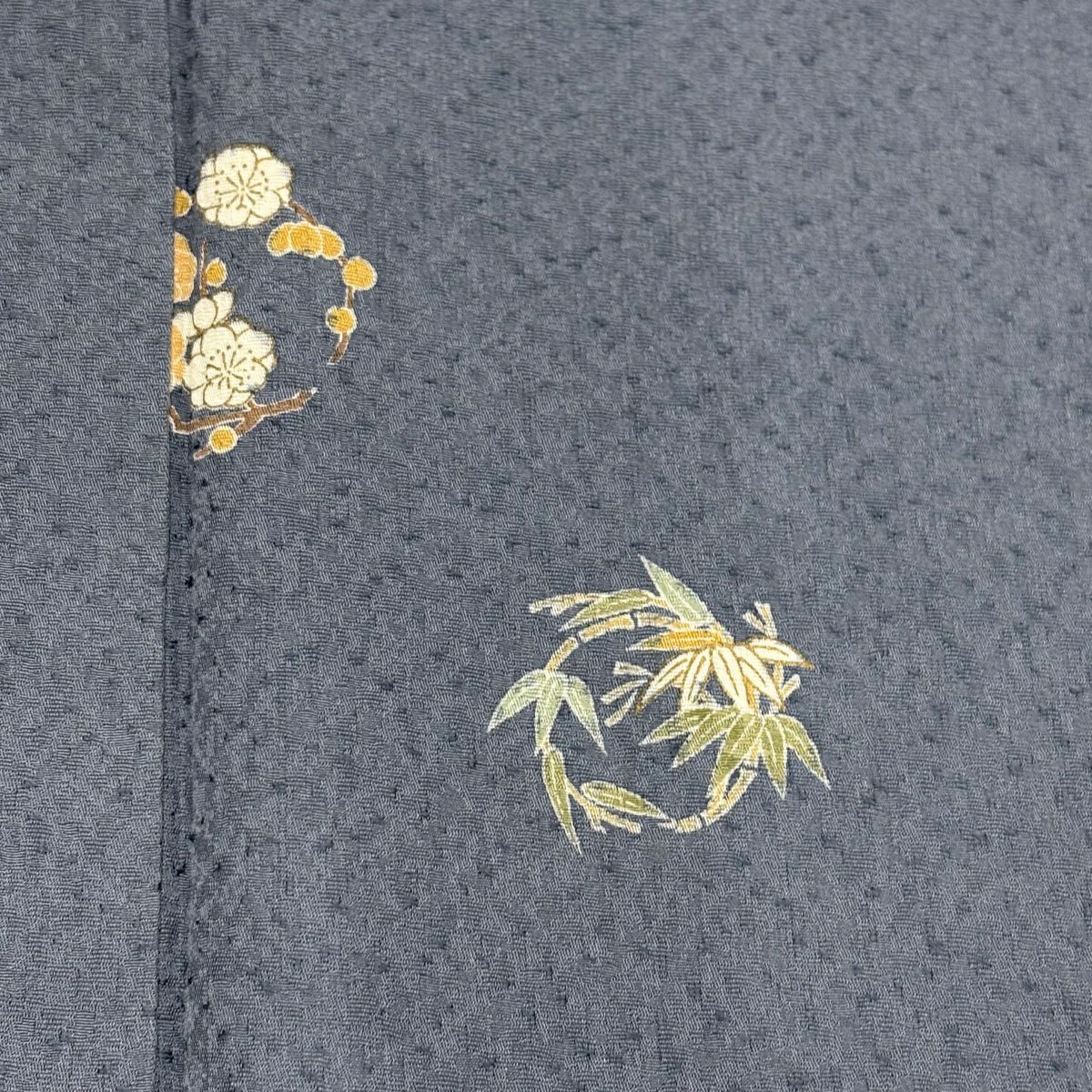 小紋 身長160.5cm 袖長68cm L 雙層 花丸紋 青灰 純蠶絲 秀品級