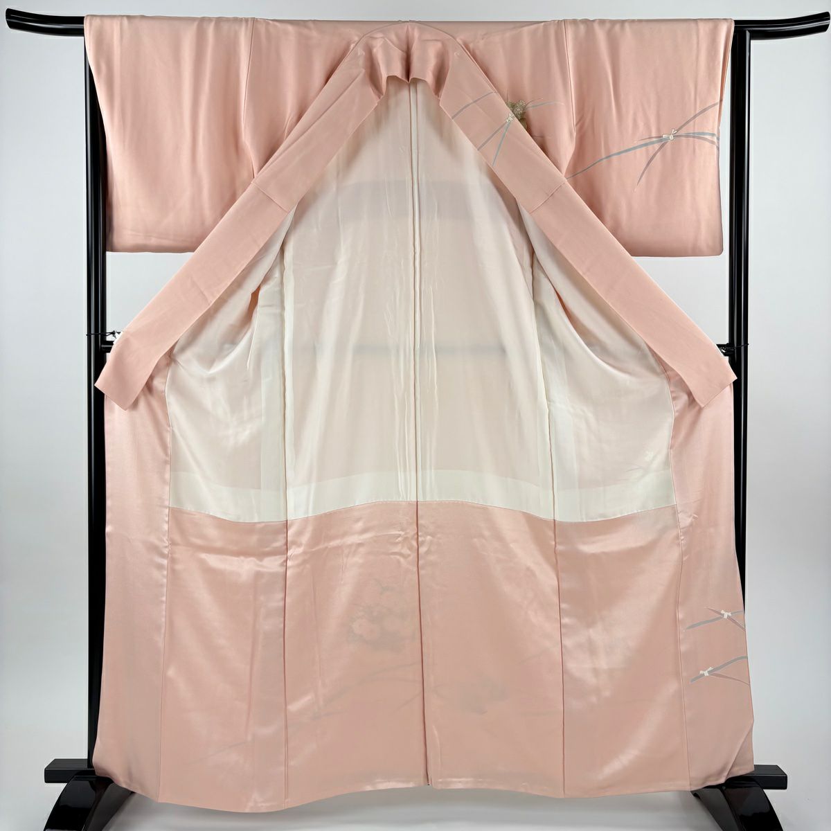 訪問服 身長162.5cm 袖長65.5cm M 雙層 雪輪 牡丹 金絲 金銀彩 粉紅 純蠶絲 秀品級