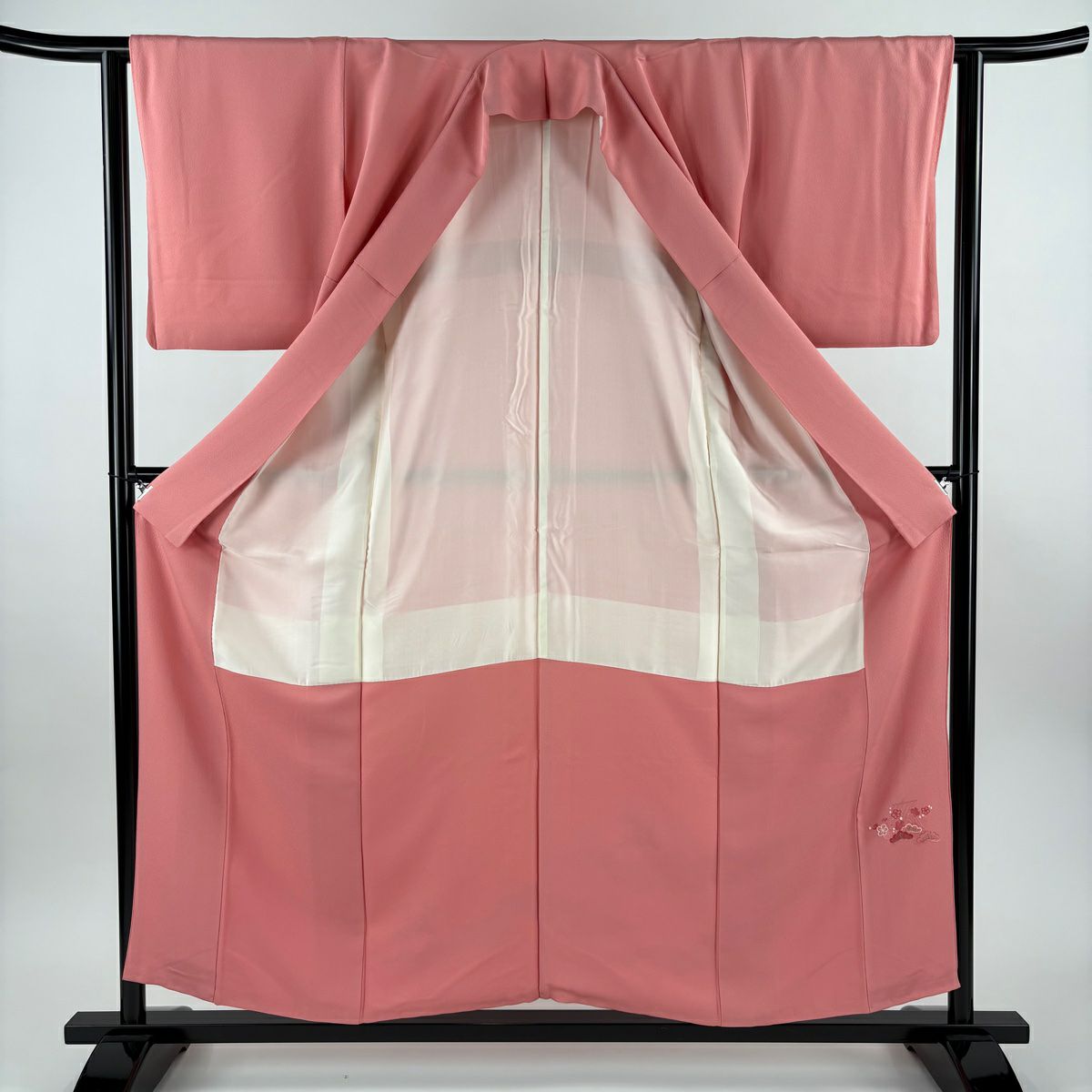 付下 身長156.5cm 袖長62cm S 雙層 松樹竹子梅花 船 金銀彩 刺繡 粉紅 純蠶絲 優品級