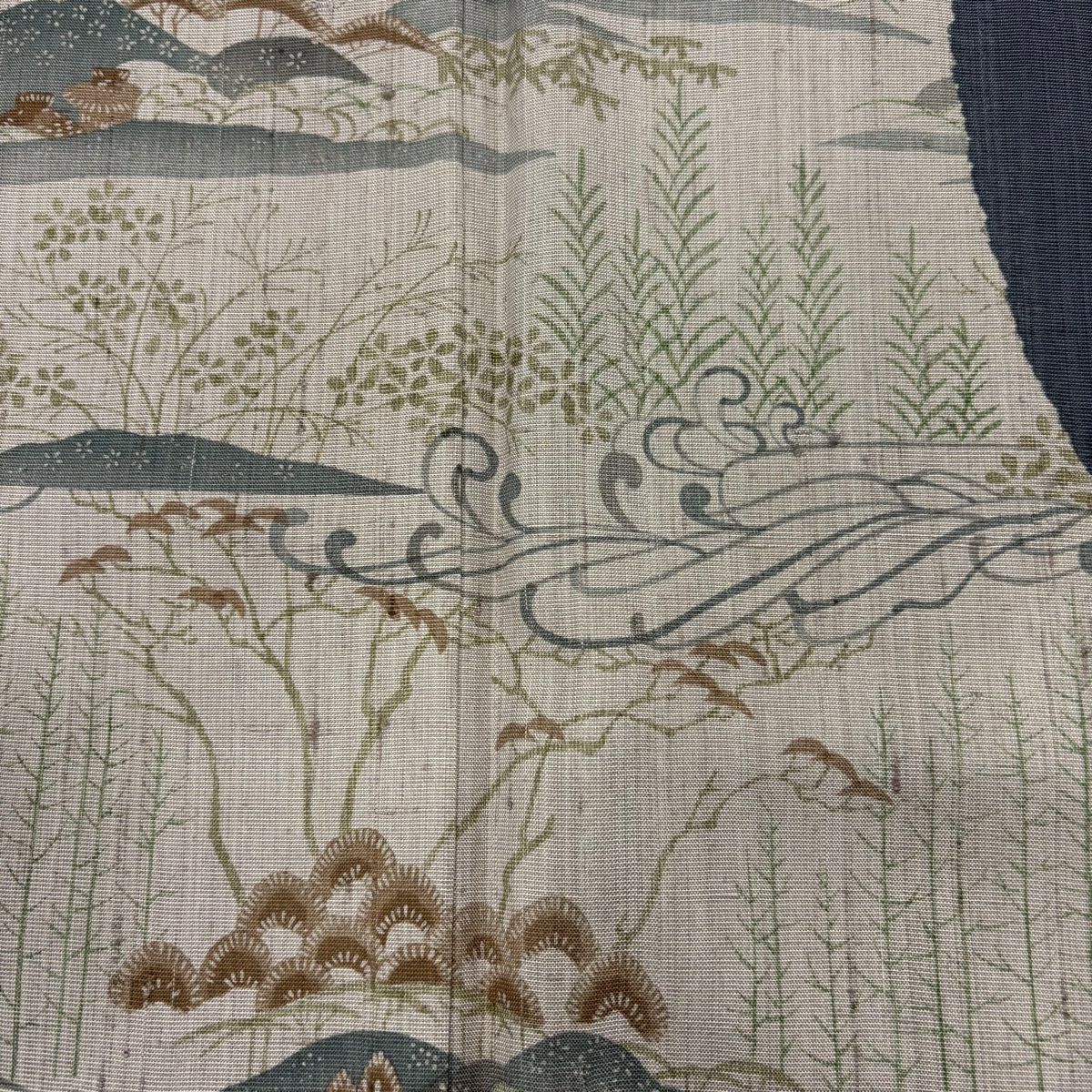 【美品】訪問服 身長162cm 袖長65.5cm M 雙層 紬織織 松樹竹子梅花 草花紋紋 灰紫 純蠶絲 秀品級