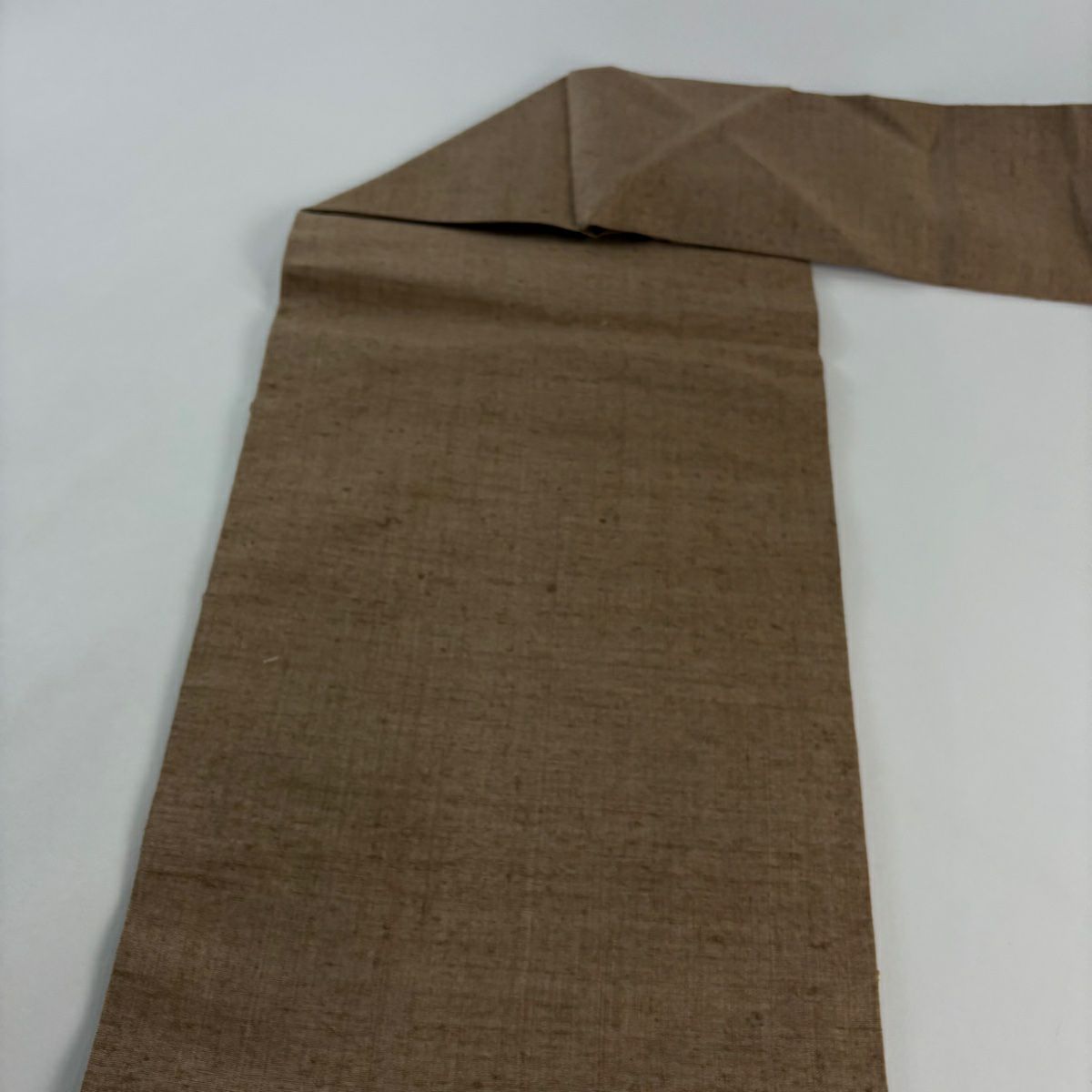 【美品】名古屋帶 秀品級 紬織織 草花紋紋 刺繡 茶 純蠶絲