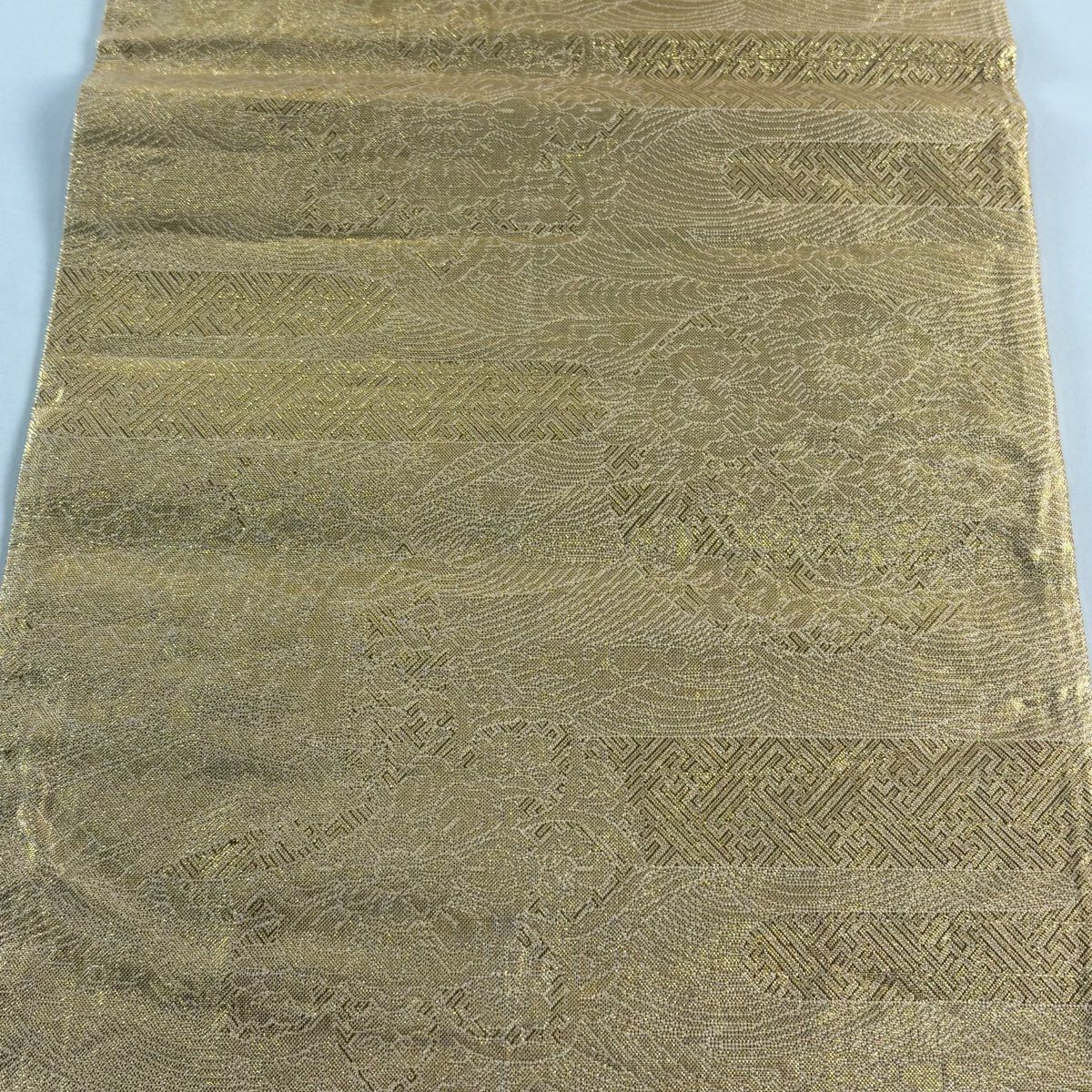 袋帶 秀品級 鳳凰 花蝶 金色 六通 純蠶絲
