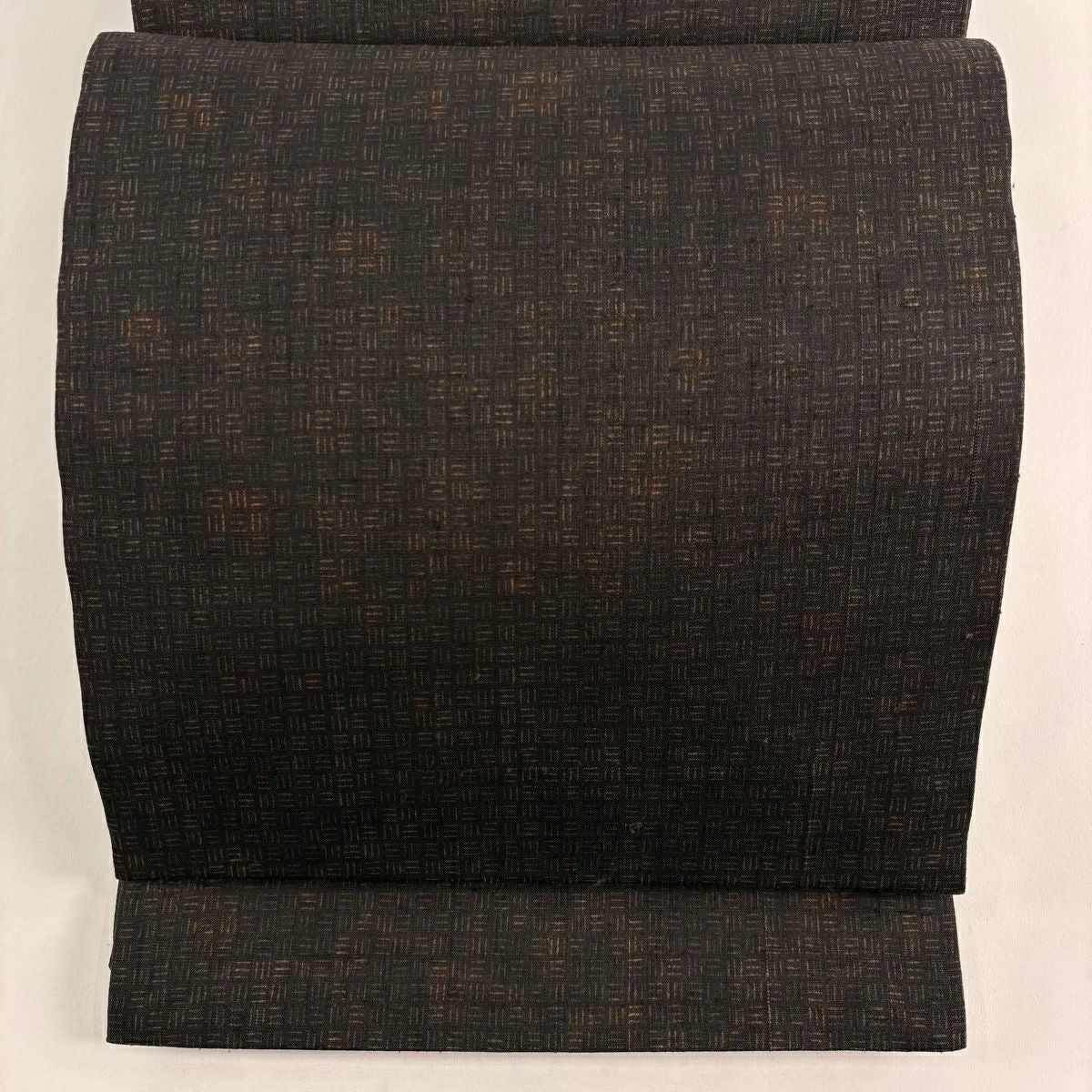 【美品】 袋帶 秀品級 幾何學 墨色 全通 純蠶絲