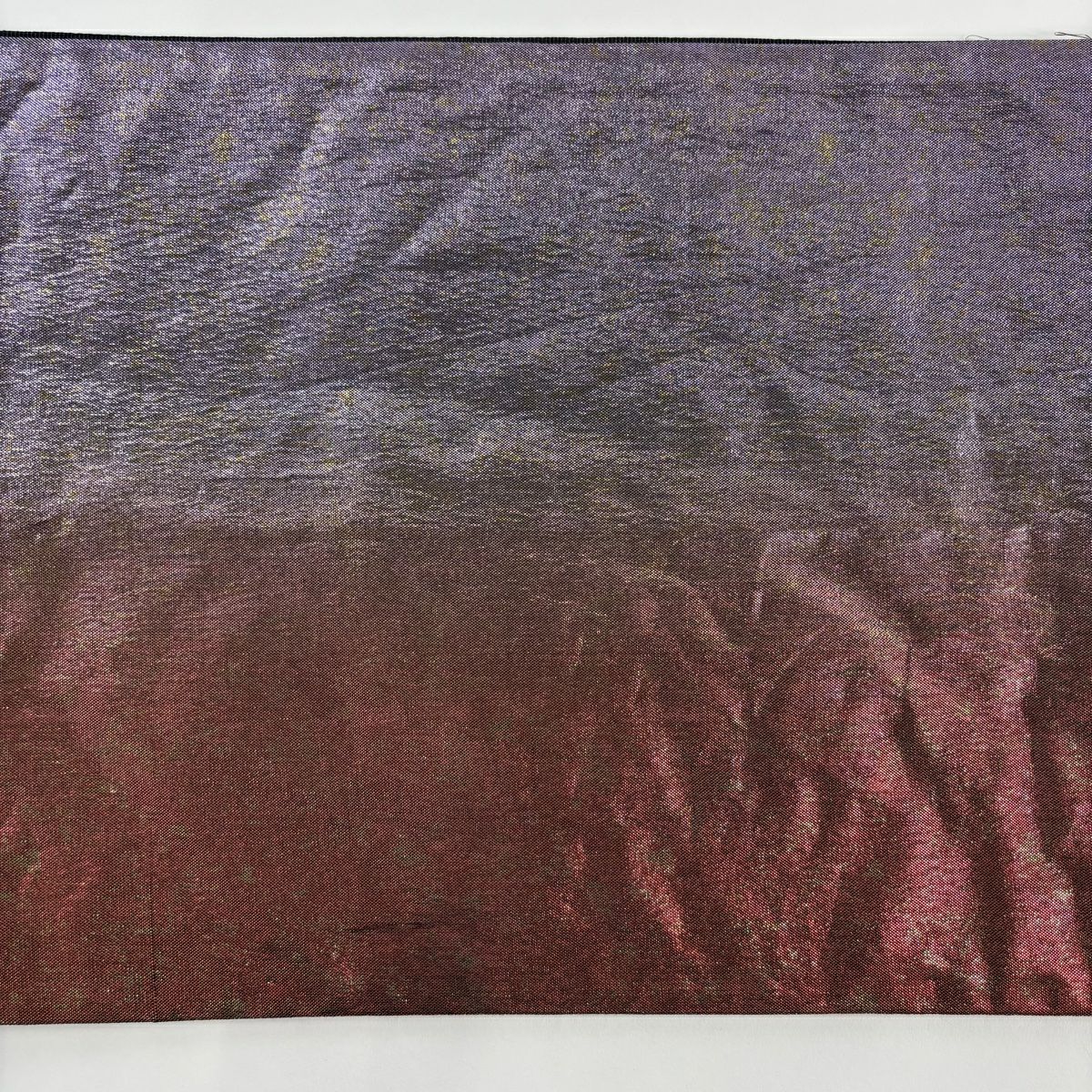 【美品】 袋帶 優品級 辻花染 草花紋紋 金金箔 紫 六通 純蠶絲