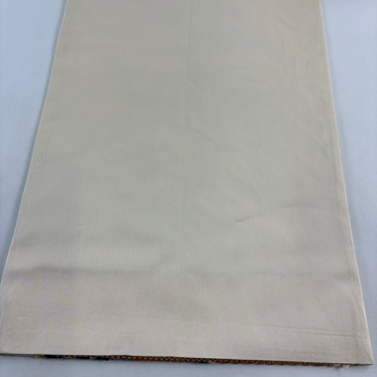 袋帶 秀品級 鴛鴦 菖蒲 金絲 刺繡 米色 六通 純蠶絲