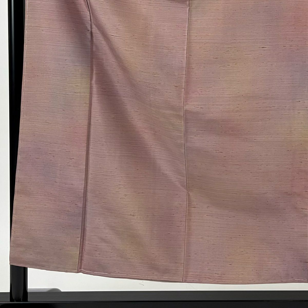 【美品】 小紋 身長154cm 袖長63cm S 雙層 牛首紬織織地 證書あり 縞 ぼかし 小豆 純蠶絲 逸品級