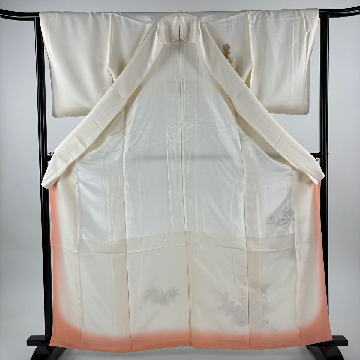 【美品】 付下 身長164.5cm 袖長63.5cm S 雙層 和田光正 落款 花車 牡丹 金銀彩 奶油色 純蠶絲 逸品級