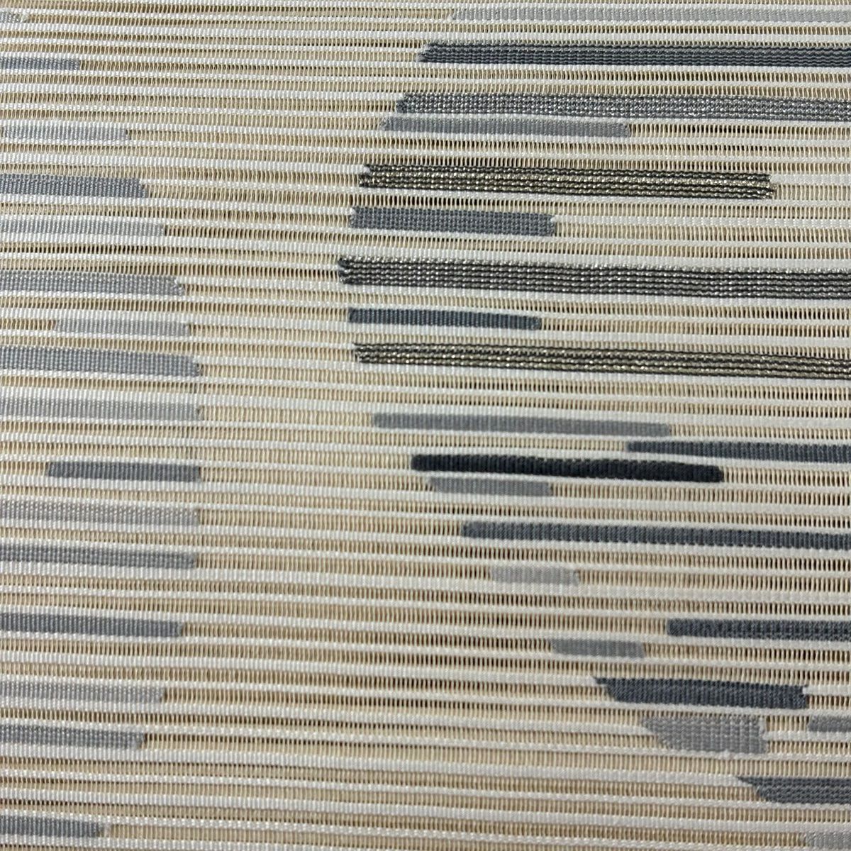【美品】名古屋帶 秀品級 夏帶 絽 八寸名古屋帶 松樹葉仕立 雜紋 銀線 米色 純蠶絲