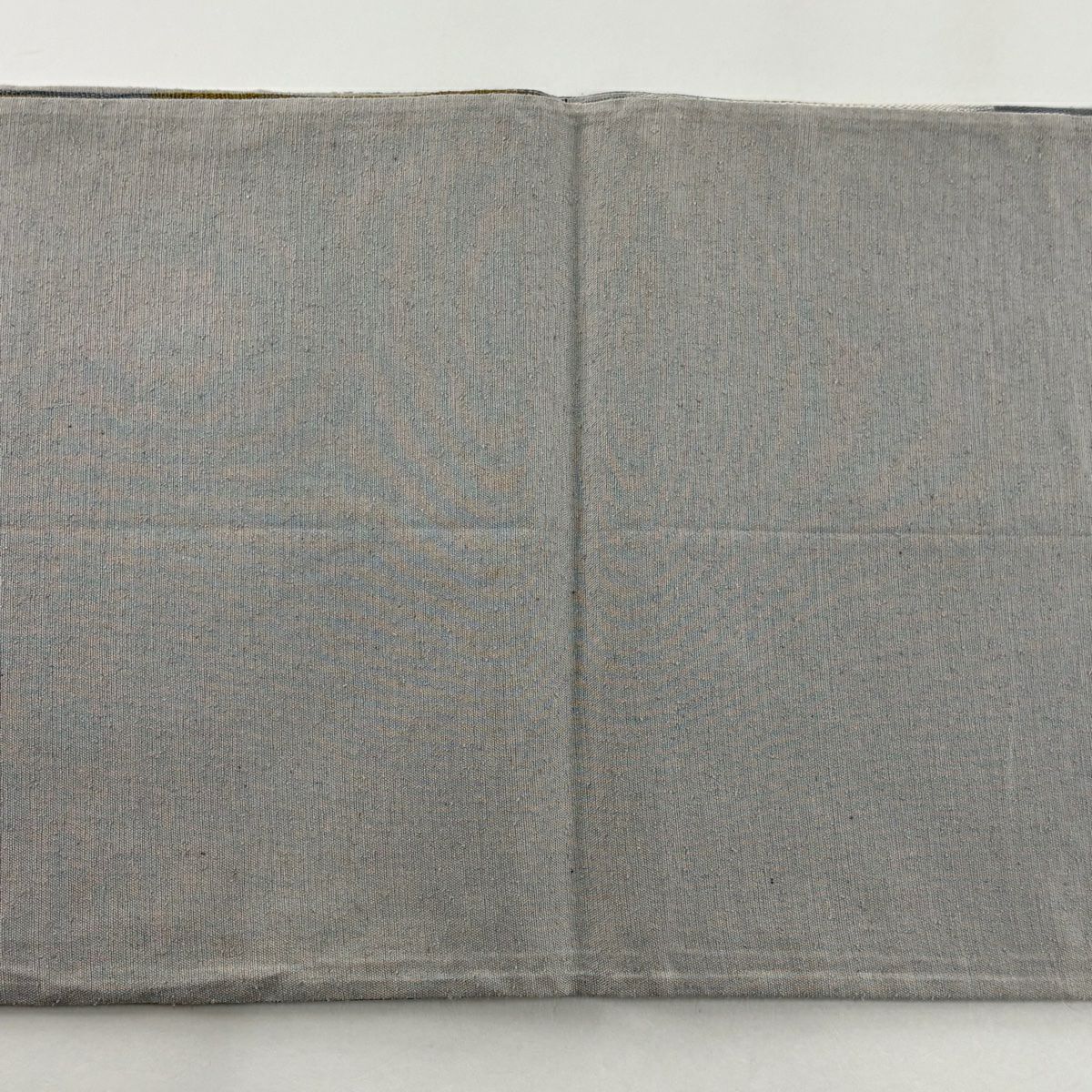 【美品】 袋帶 秀品級 橫段 波 青灰 純蠶絲