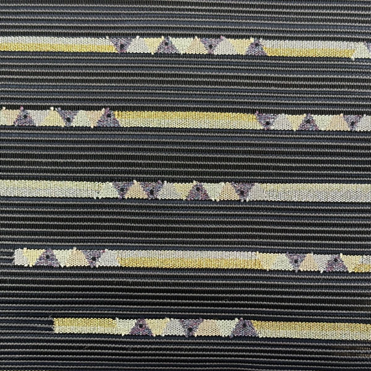 名古屋帶 秀品級 夏帶 絽 八寸名古屋帶 松樹葉仕立 雜紋 金銀彩 墨 純蠶絲