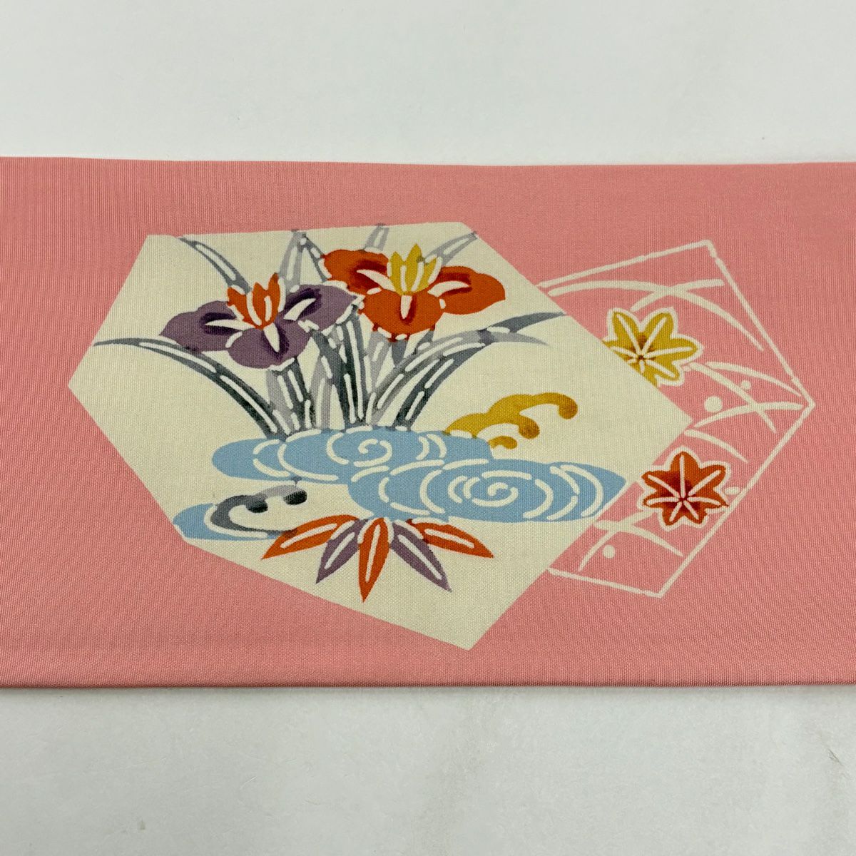 名古屋帶 秀品級 笠松樹 菖蒲 粉紅 純蠶絲