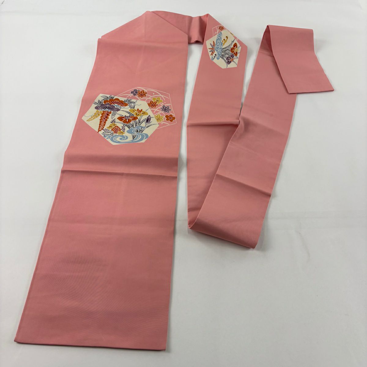名古屋帶 秀品級 笠松樹 菖蒲 粉紅 純蠶絲