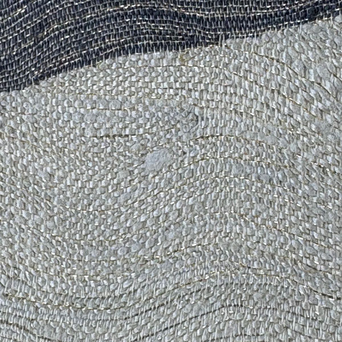 【美品】 袋帶 秀品級 幾何圖案 斜條 金絲 金金箔 米色 大鼓圖案 純蠶絲
