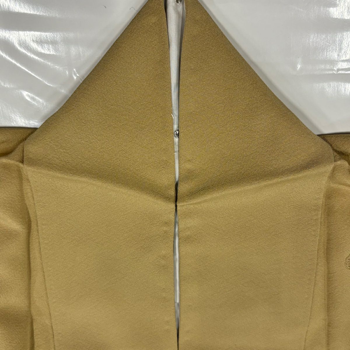 【美品】 付下 身長153cm 袖長62cm S 雙層 華紋 七寶刺繡 金線 淺黃土 純蠶絲 優品級