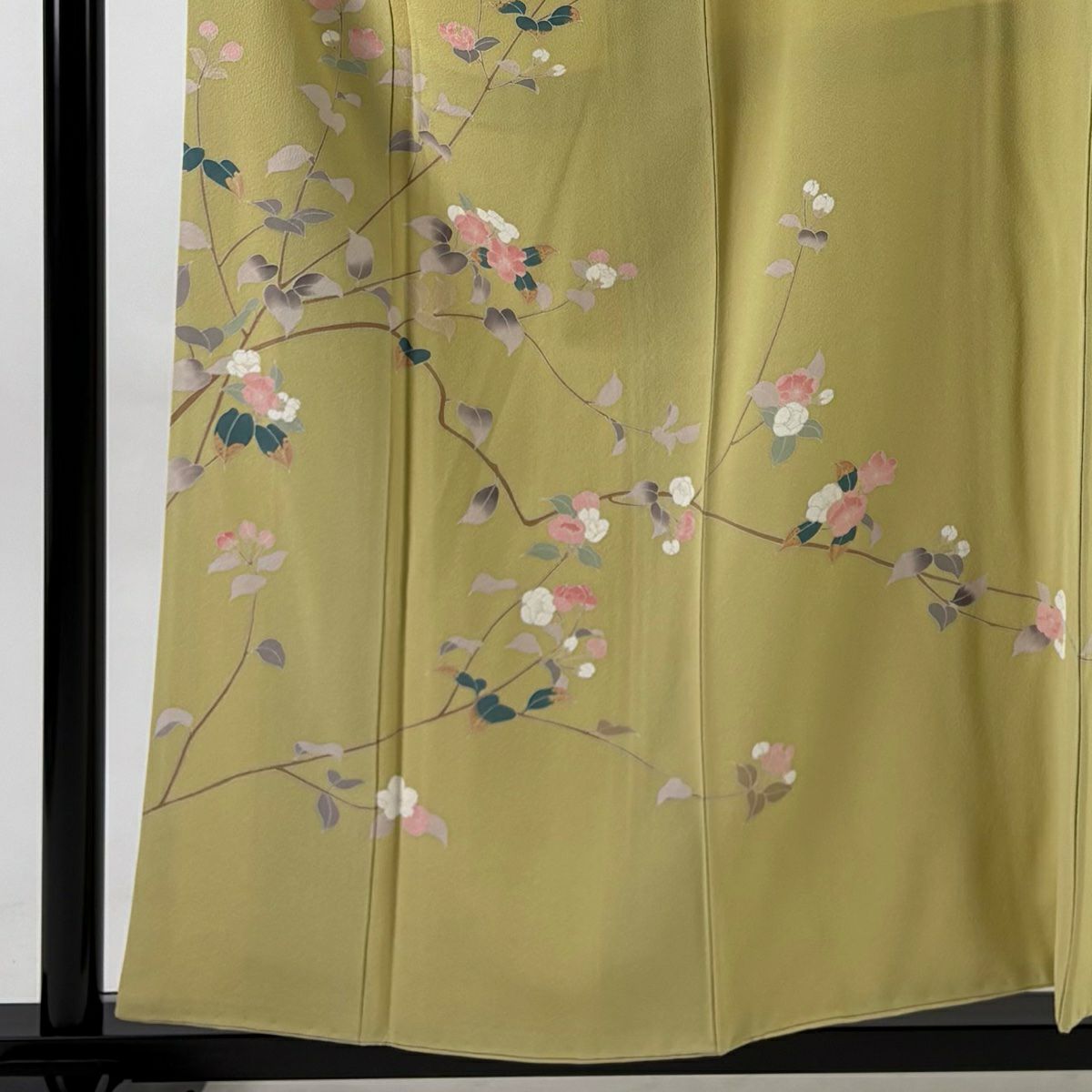 訪問服 身長155.5cm 袖長63cm S 雙層 枝花 抹茶 純蠶絲 秀品級