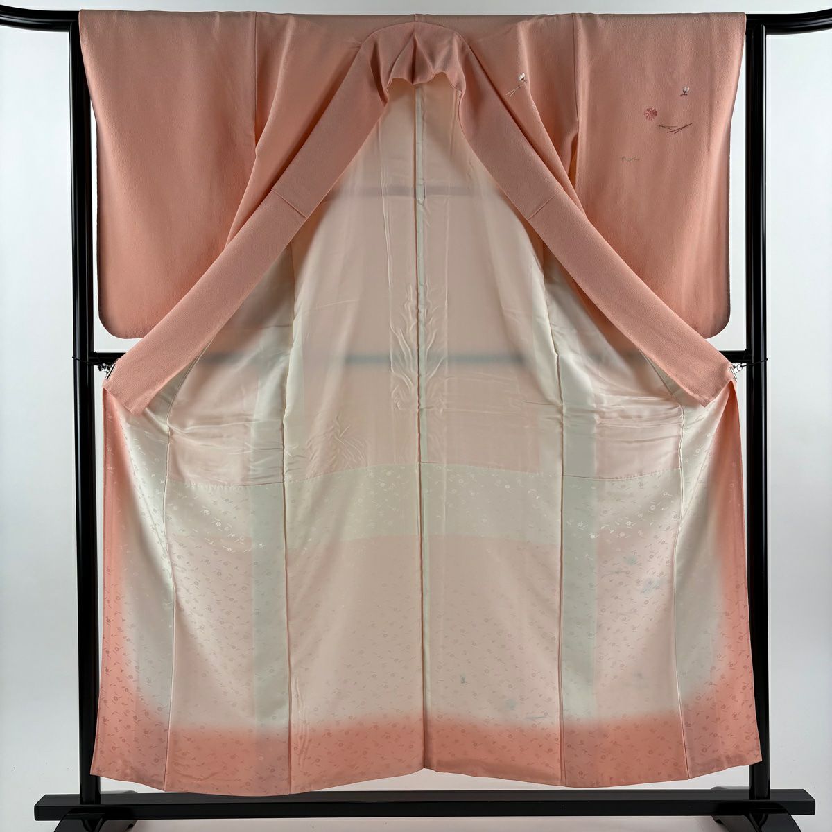 付下 身長154.5cm 袖長63cm S 雙層 花筏 吹寄 金絲 刺繡 粉紅 純蠶絲 優品級