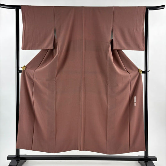 【美品】 小紋 身長152cm 袖長63cm S 雙層 五嶋敏太郎 落款あり 鱗 紅茶 純蠶絲 秀品級