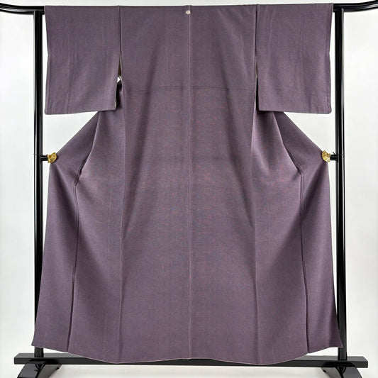 【美品】 江戶小紋 身長156.5cm 袖長62cm S 雙層 鮫 紫 純蠶絲 秀品級 一つ紋