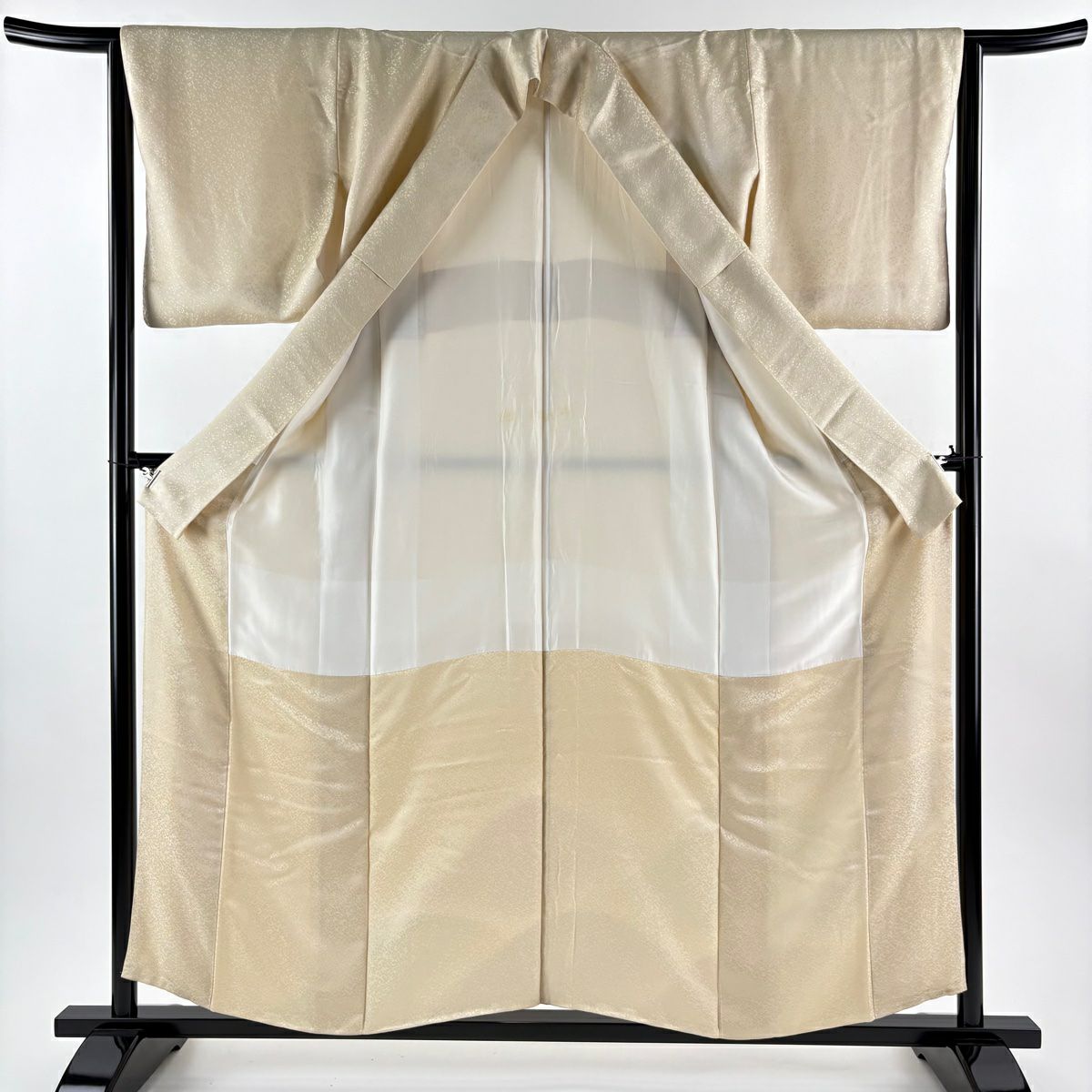 付下 身長156.5cm 袖長65cm M 雙層 山並 金金箔散佈 銀彩 漸層 米色 純蠶絲 優品級