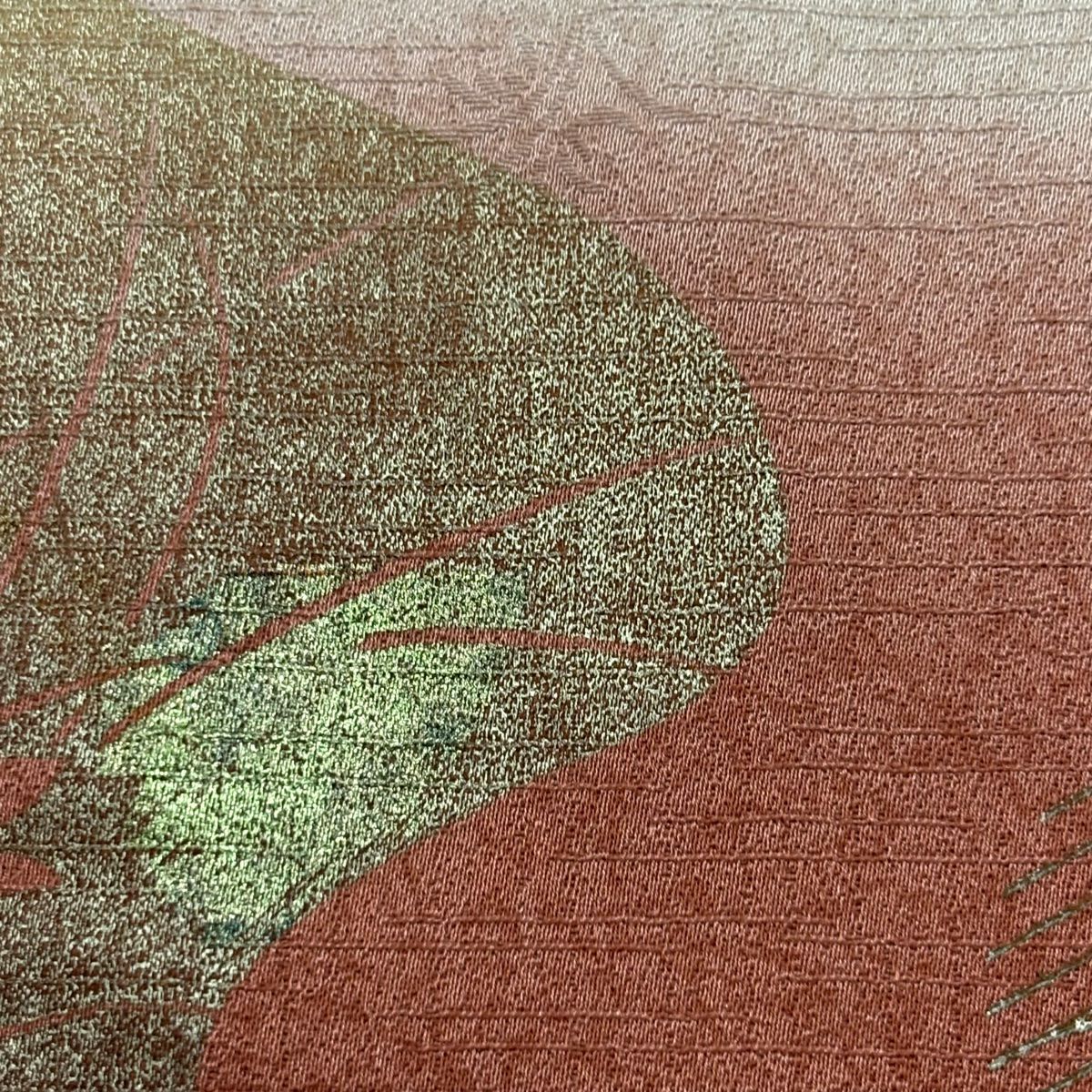 訪問服 身長156cm 袖長62.5cm S 雙層 秋草 流水 刺繡 金糸 薄小豆 純蠶絲 秀品級