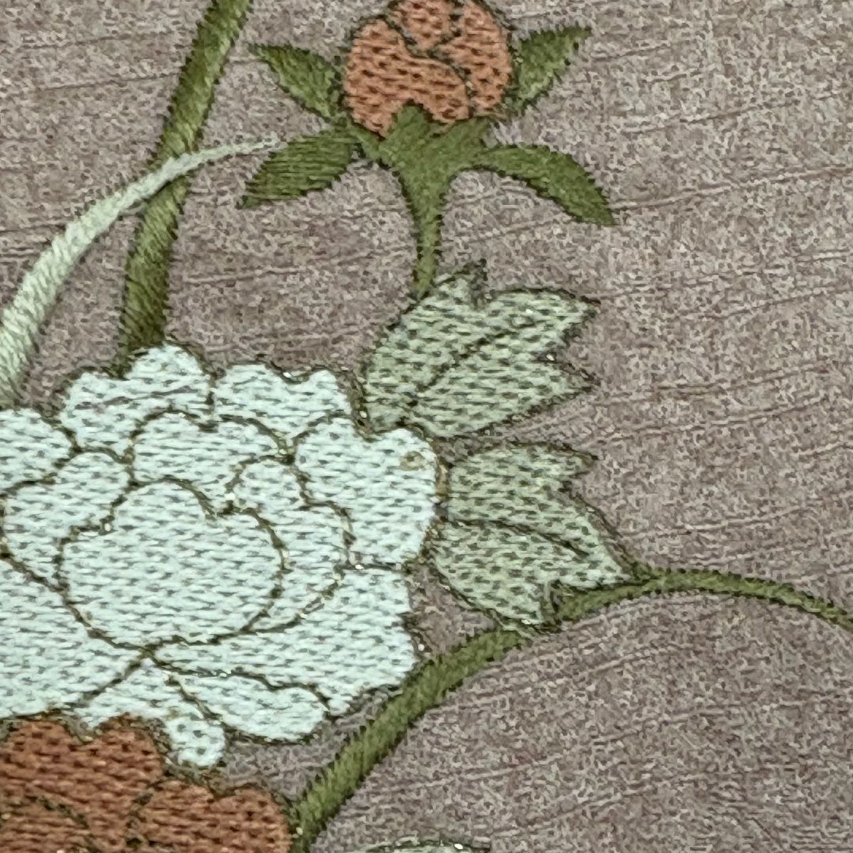 訪問服 身長156cm 袖長62.5cm S 雙層 秋草 流水 刺繡 金糸 薄小豆 純蠶絲 秀品級