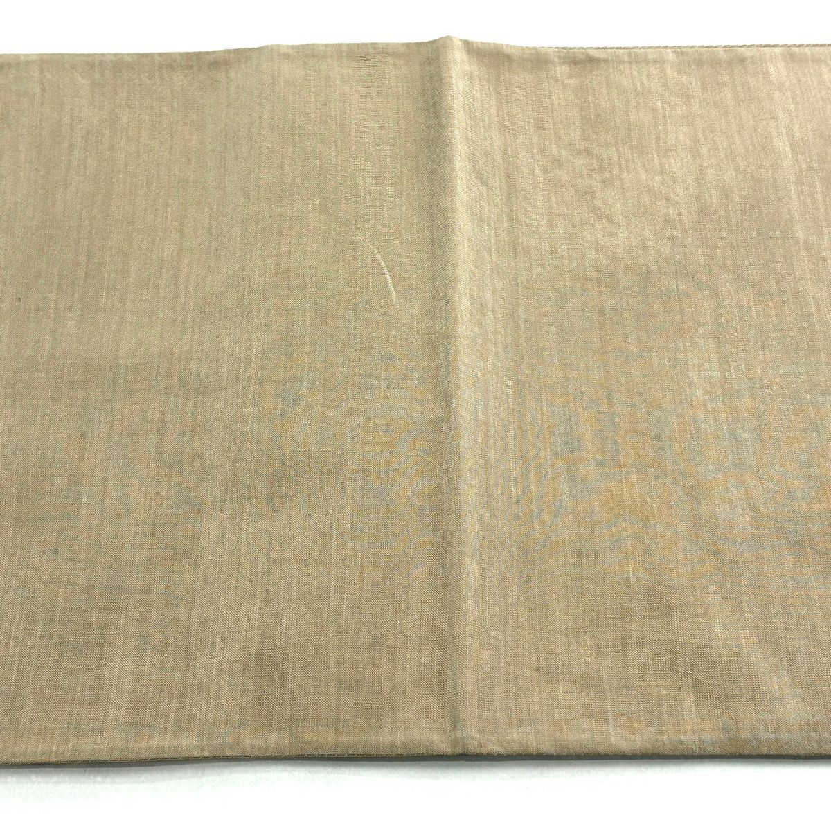 【美品】 袋帶 逸品級 格天井 扇子 金銀彩 薄茶 純蠶絲