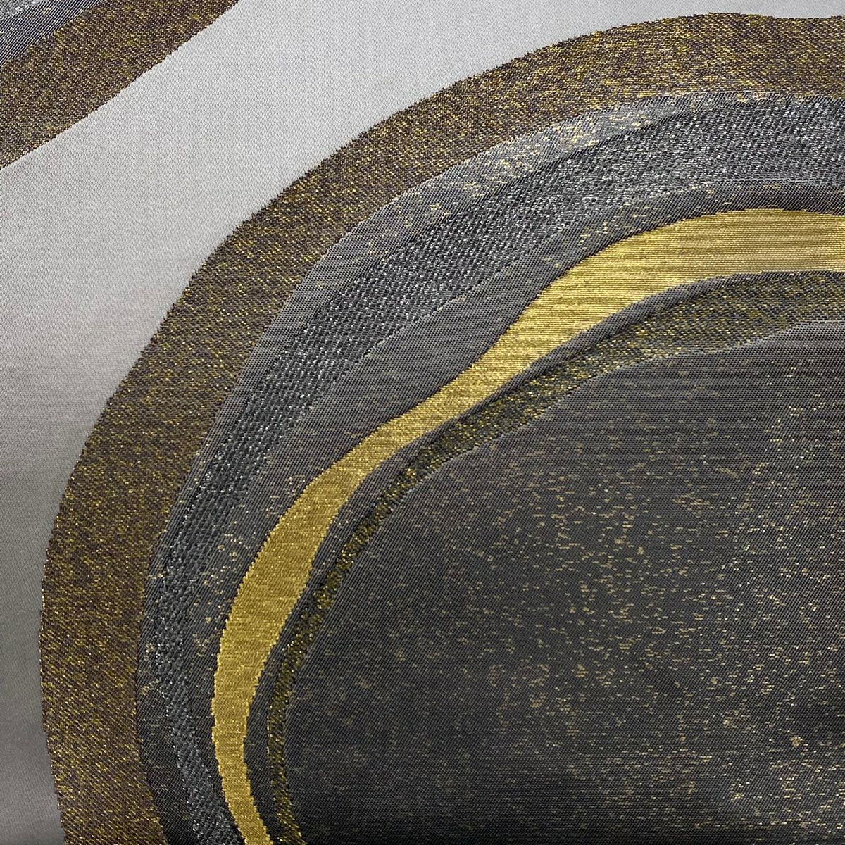 【美品】 袋帶 秀品級 幾何學 金銀彩 金金箔 灰 深藍 全通 純蠶絲