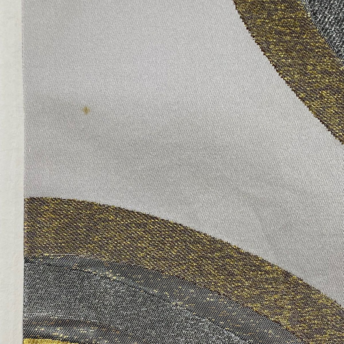 【美品】 袋帶 秀品級 幾何學 金銀彩 金金箔 灰 深藍 全通 純蠶絲