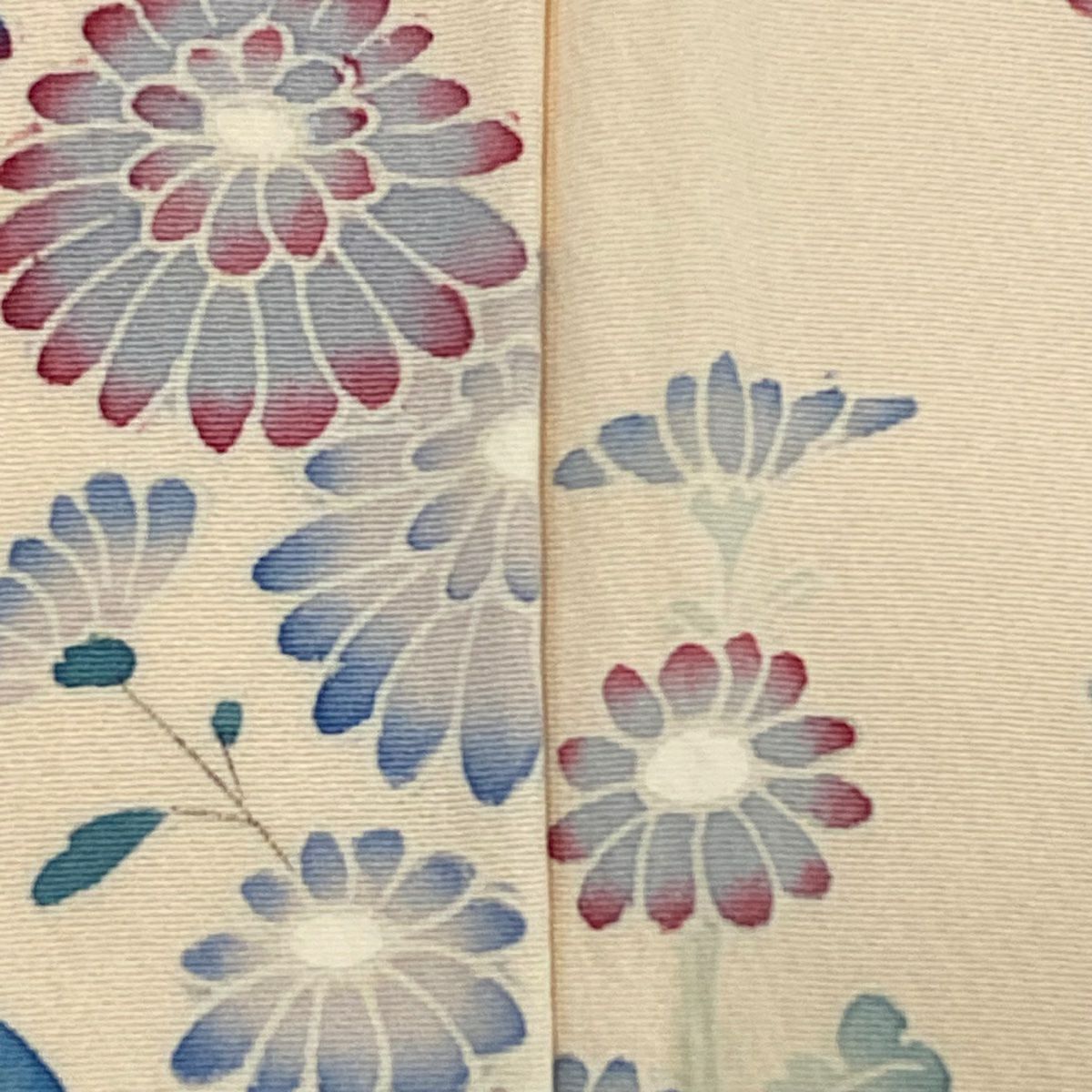 訪問服 身長163.5cm 袖長64.5cm M 雙層 落款 草花紋紋 流水 金銀彩 淺粉色 純蠶絲 名品級 一つ紋