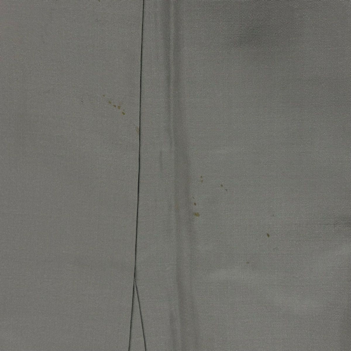 訪問服 身長169cm 袖長65.5cm M 雙層 紬織織 唐草紋 刺繡 灰 純蠶絲 名品級