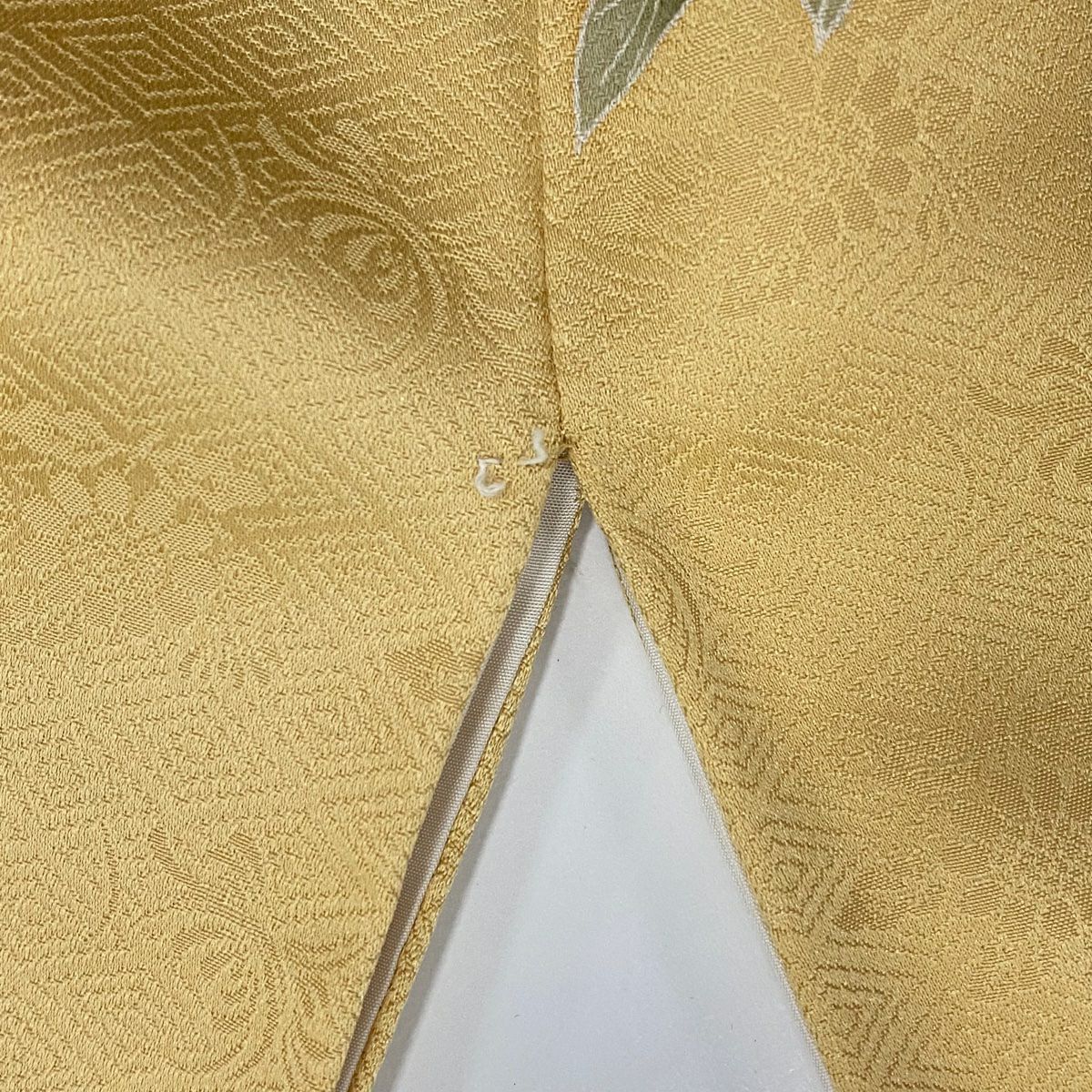 訪問服 身長162cm 袖長65.5cm M 雙層 草花紋紋 地紋 金絲 漸層 米色 純蠶絲 優品級