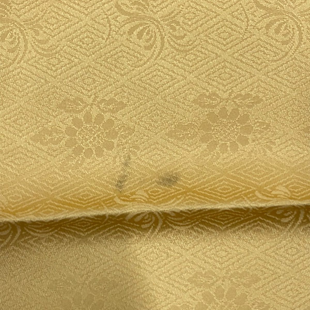 訪問服 身長162cm 袖長65.5cm M 雙層 草花紋紋 地紋 金絲 漸層 米色 純蠶絲 優品級