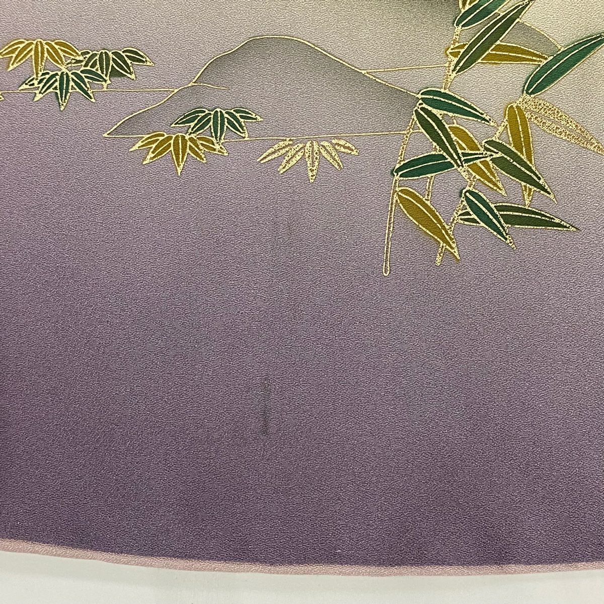 訪問服 身長162.5cm 袖長64.5cm M 雙層 松樹竹子梅花 橋 金銀彩 漸層 淺紫 純蠶絲 優品級