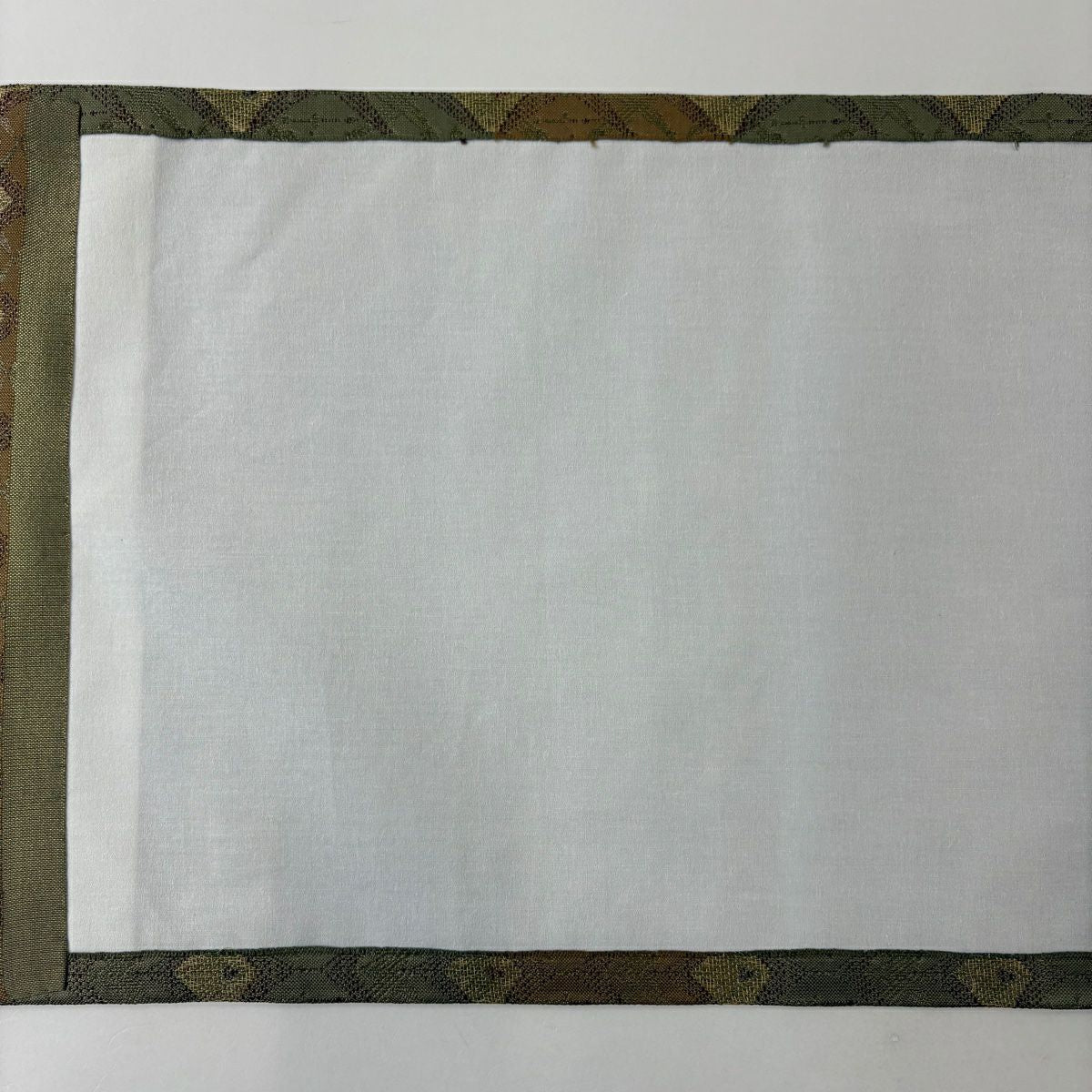 【美品】 開口名古屋帶 優品級 幾何學 金絲 淺茶 純蠶絲