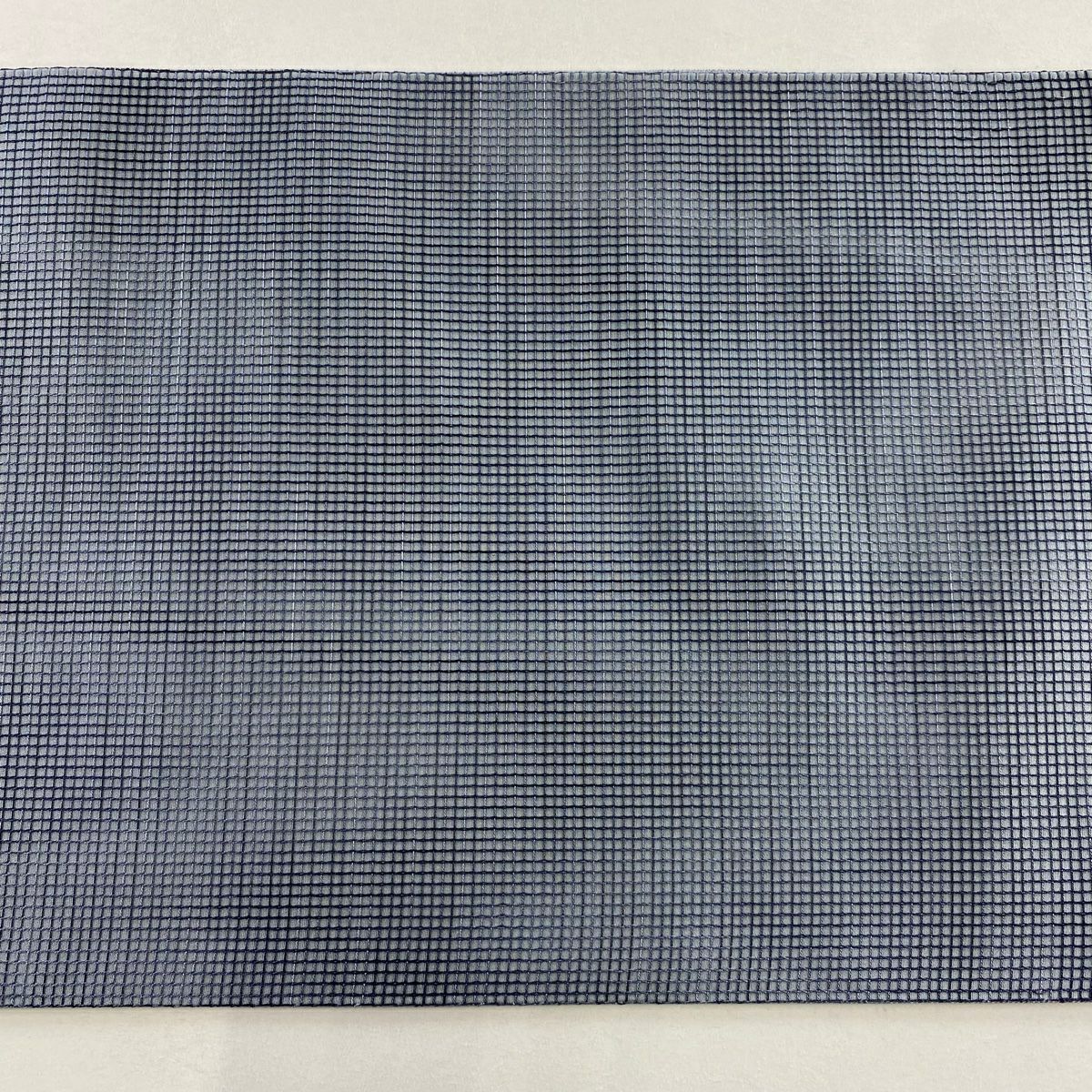 【美品】 袋帶 秀品級 關西仕立 雜格 霞刺繡 青灰 六通 純蠶絲