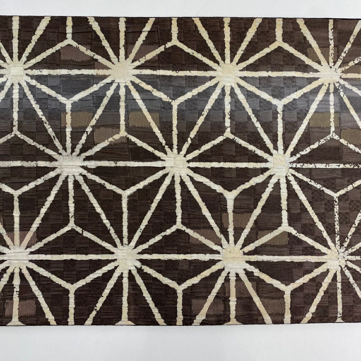 【美品】 袋帶 名品級 麻葉 金絲 漸層 小豆色 全通 純蠶絲