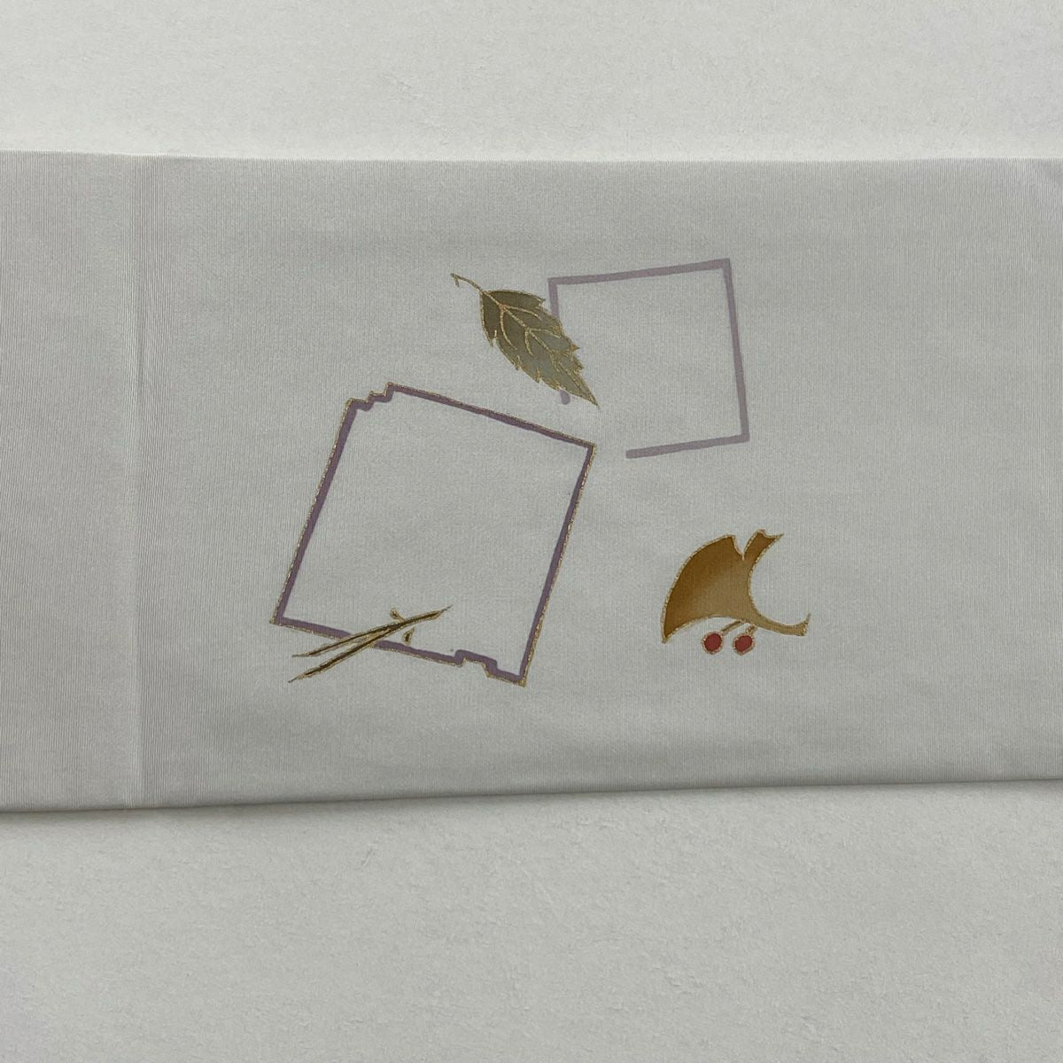 【美品】 名古屋帶 秀品級 吹寄 破裂色紙 金銀彩 灰白 純蠶絲