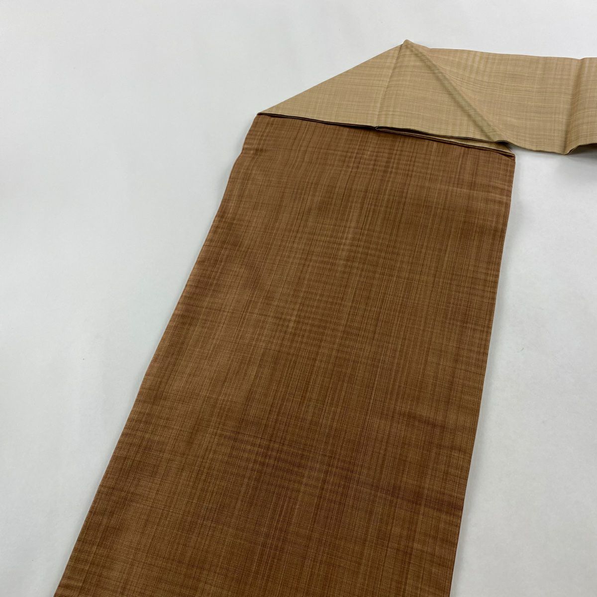 【美品】名古屋帶 逸品級 紬織織 猫 毛線 茶 純蠶絲