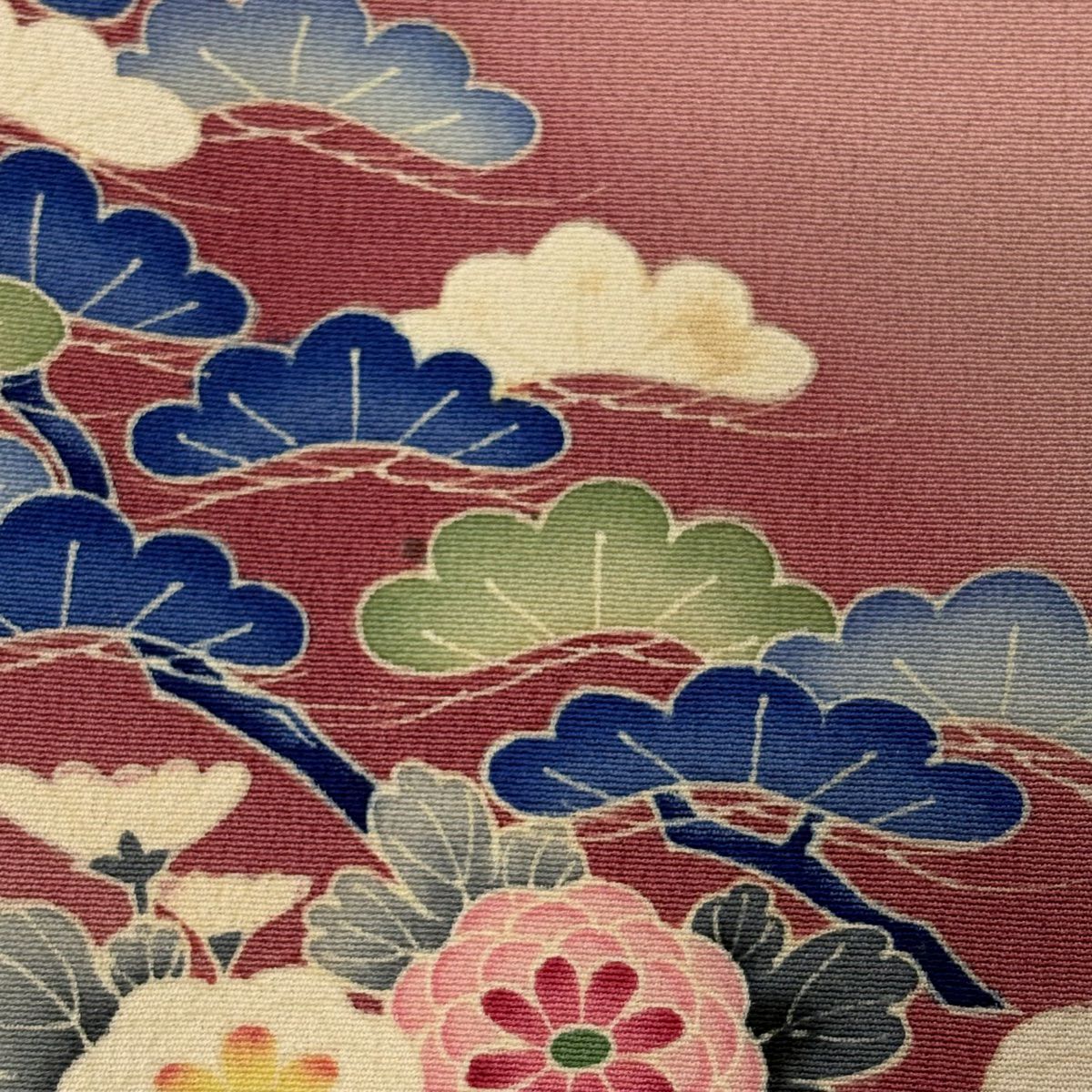 訪問服 身長158.5cm 袖長64.5cm M 雙層 落款あり 家屋 松樹竹子梅花 漸變 粉色 純蠶絲 優品級