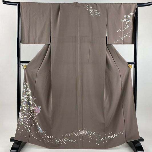 【美品】訪問服 身長164.5cm 袖長66cm M 雙層 童 櫻花 薄小豆 純蠶絲 秀品級