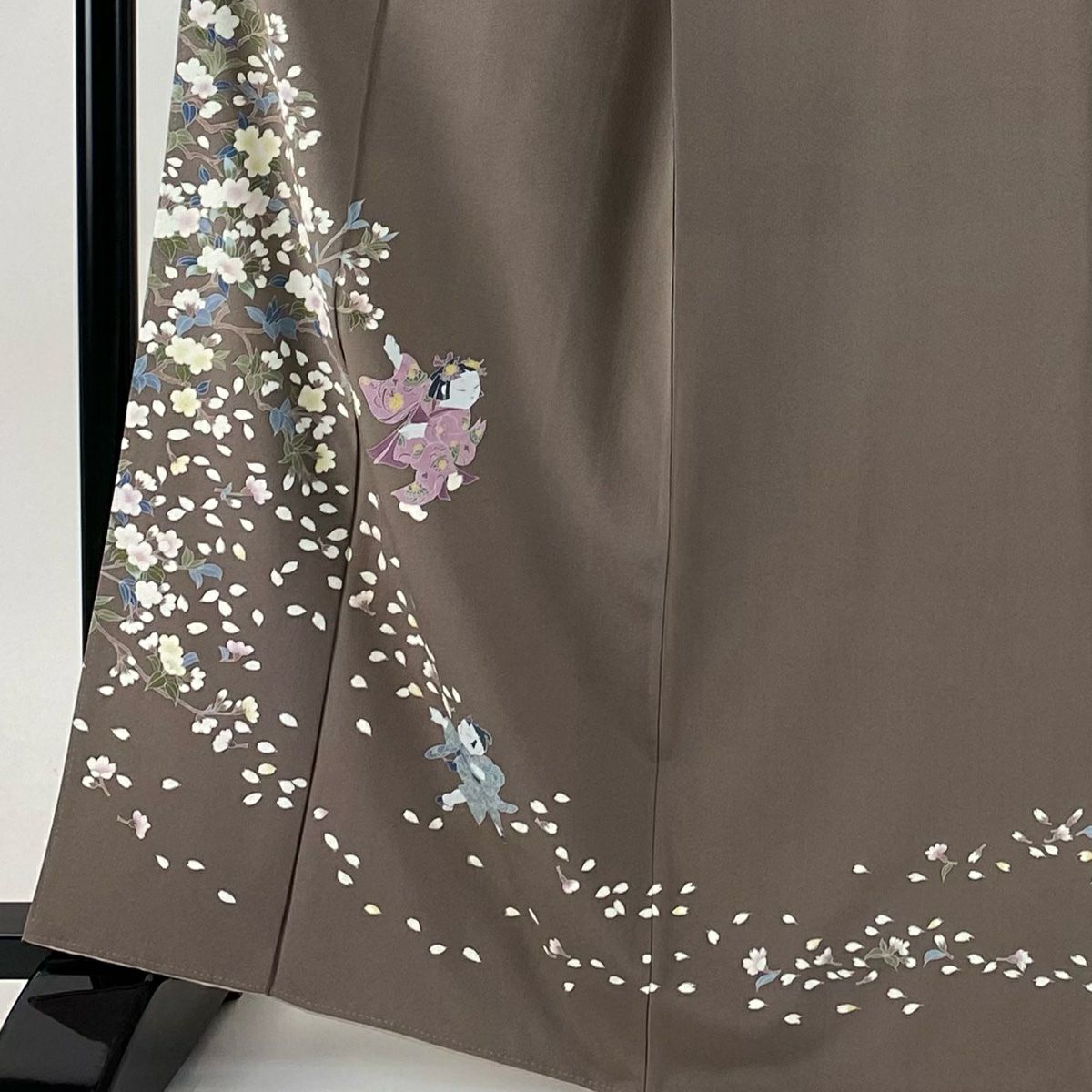 【美品】訪問服 身長164.5cm 袖長66cm M 雙層 童 櫻花 薄小豆 純蠶絲 秀品級