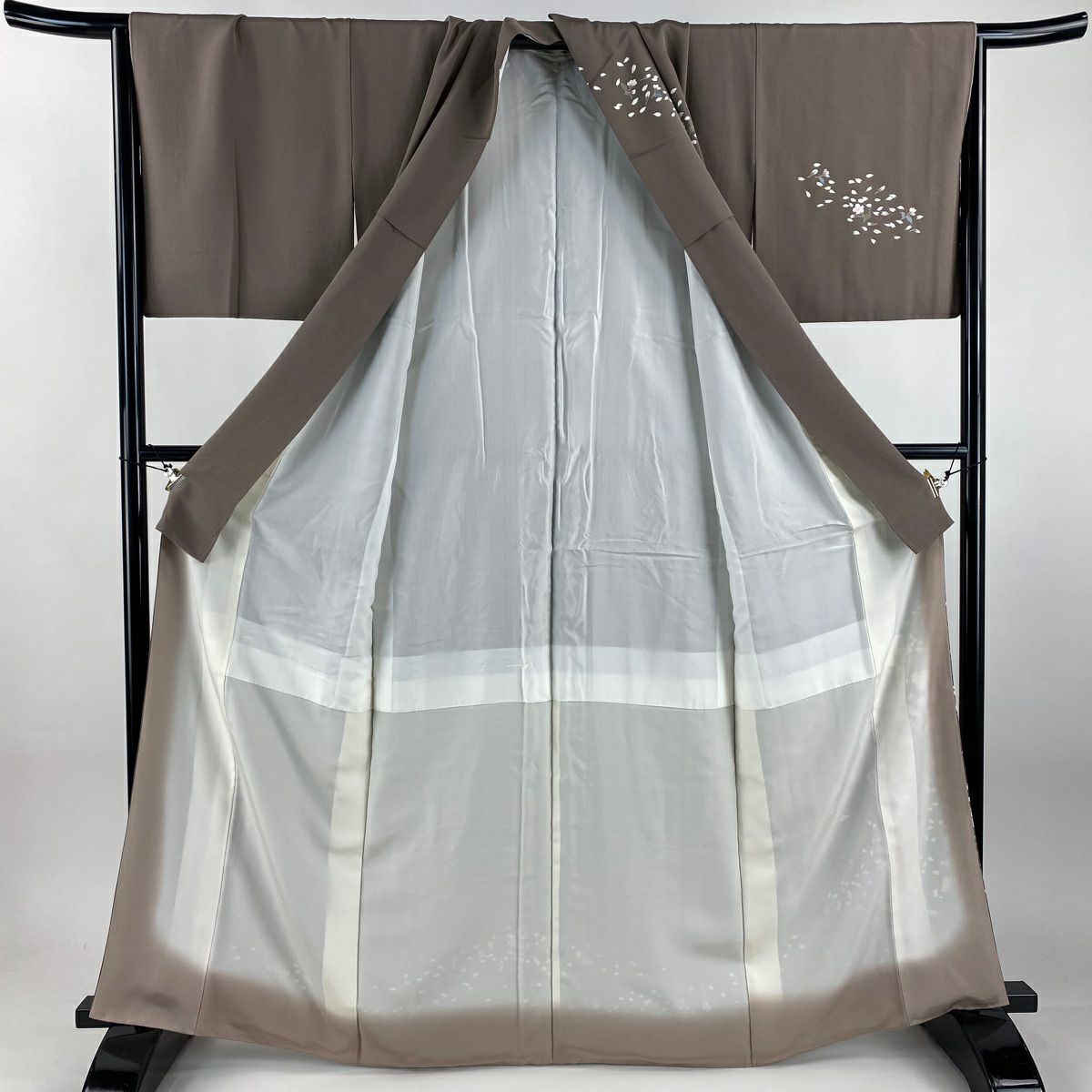 【美品】訪問服 身長164.5cm 袖長66cm M 雙層 童 櫻花 薄小豆 純蠶絲 秀品級