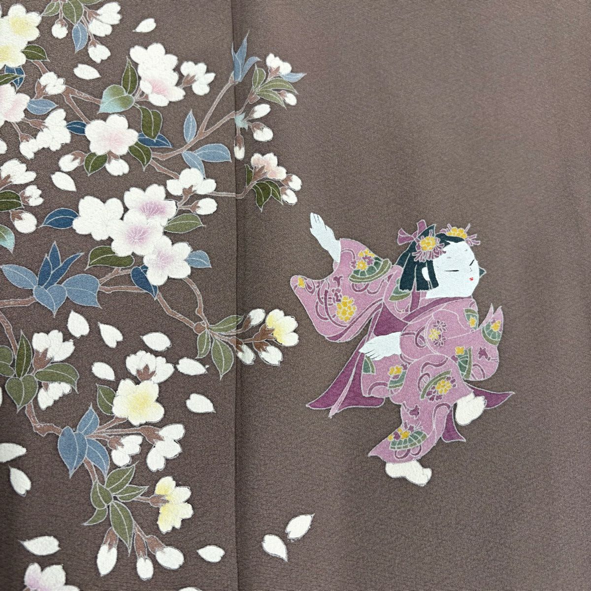 【美品】訪問服 身長164.5cm 袖長66cm M 雙層 童 櫻花 薄小豆 純蠶絲 秀品級