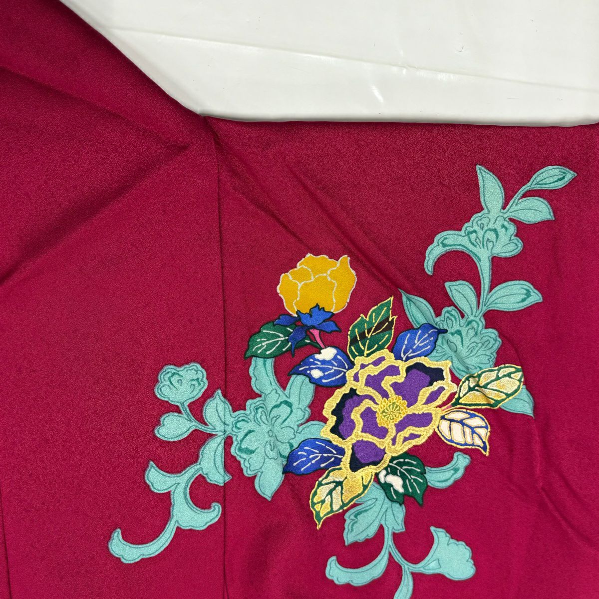 【美品】振袖禮服 身長164.5cm 袖長65.5cm M 雙層 草花紋紋 蝶 金絲 金銀彩 深粉紅 純蠶絲 秀品級
