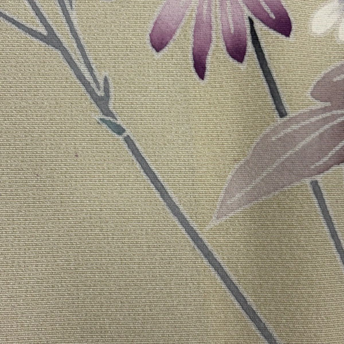 付下 身長159.5cm 袖長65.5cm M 雙層 草花紋 秋櫻 漸層 染分 灰紫 純蠶絲 優品級