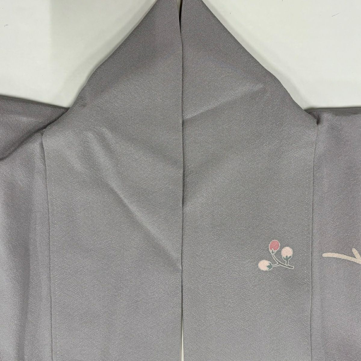 付下 身長159.5cm 袖長65.5cm M 雙層 草花紋 秋櫻 漸層 染分 灰紫 純蠶絲 優品級
